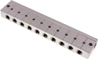barrette de distribution avec vanne à boisseau sphérique 2x G 3/8"-10x G 1/4"