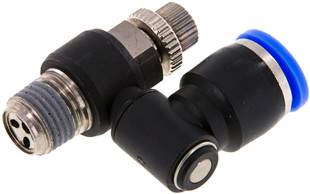 régulateur de débit unidirectionnel R 1/4"-10 mm, pour le contrôle d'air d'évacuation