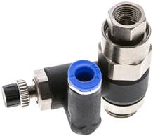 régulateur de débit unidirectionnel G 1/4"-6mm, clapet anti-retour déverrouillable
