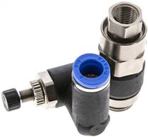 régulateur de débit unidirectionnel G 1/4"-8mm, clapet anti-retour déverrouillable