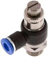 régulateur de débit unidirectionnel coudé G 1/4"-6 mm, régulation de l'air (standard)