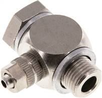Raccord fileté coudé G 1/8"-4,3x3 mm, Laiton nickelé, à vis creuse