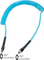 tuyau spiralé PUR G 1/4"-9,5 x 6,3 mm, 3,0 m longueur de travail