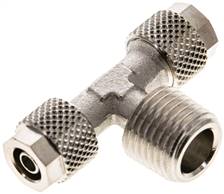 raccord fileté en T R 1/4"-6x4 mm, Laiton nickelé