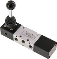 Vanne 5/3 voies à levier basculant G 1/8", Position centrale purgée, avec rappel à ressort