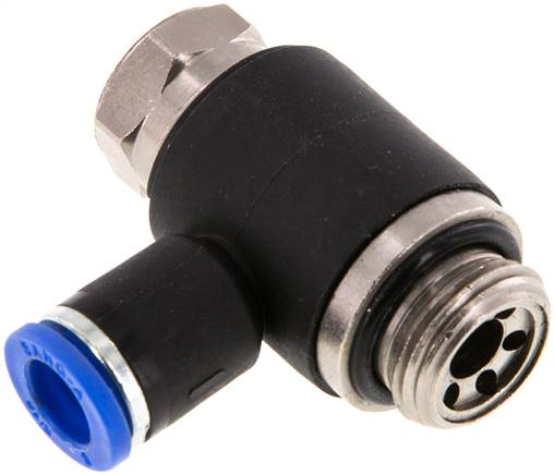 Régulateur de débit unidirectionnel coudé G 1/4 a 3/8"-8 mm,