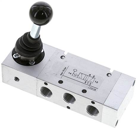 Vanne 5/2 voies à levier basculant, Cran, G 1/8 a 1/4"