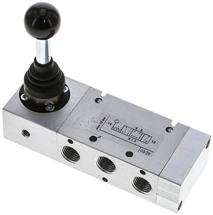 Vanne 5/3 voies à levier basculant G 1/8 a 1/4", Position ce
