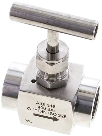 Vanne d'arrêt à aiguille, acier inoxydable, G 1", PN 300 (ECO)