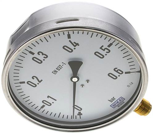 manomètre vertical (CrNi/Ms),160 mm, 0 à 0,6 bar