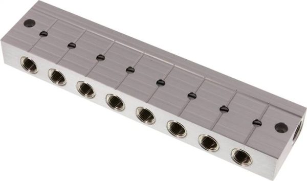 Barrette de distribution avec vanne à boisseau sphérique 2x