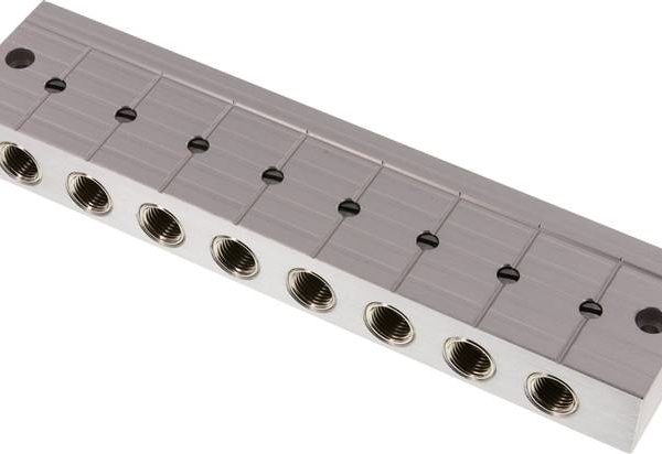 Barrette de distribution avec vanne à boisseau sphérique 2x