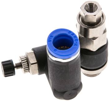 Régulateur de débit unidirectionnel G 1/8 a 1/4"-8mm, clapet