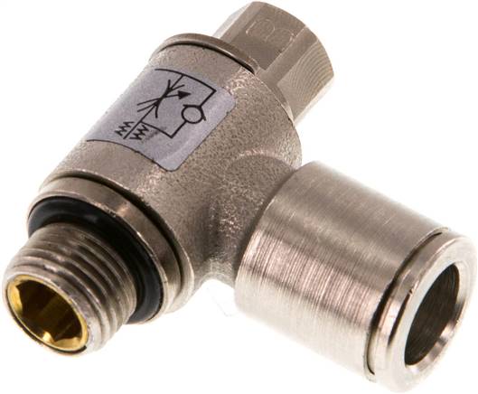 Régulateur de débit unidirectionnel coudé G 1/8 a 1/4"-8 mm,