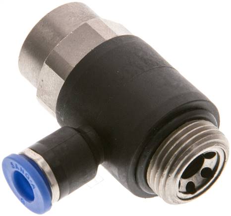 Régulateur de débit unidirectionnel coudé G 1/4 a 3/8"-6 mm,