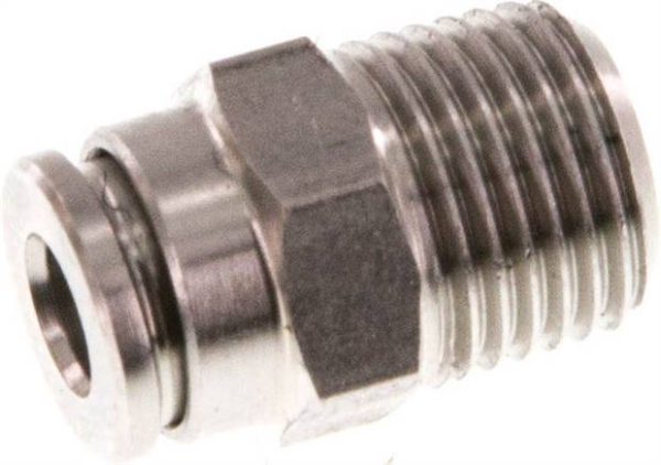Raccord enfichable droit R 1/8 a 1/4"-4 mm, IQS inox