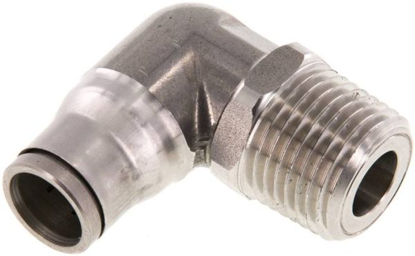 Raccord enfichable coudé NPT IQS inox — série IQSL
