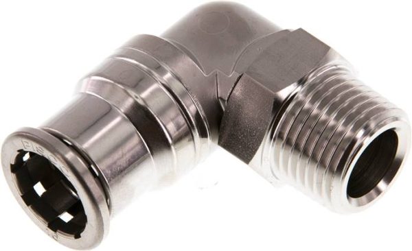 Raccord enfichable coudé orientable R IQS inox — série IQSL