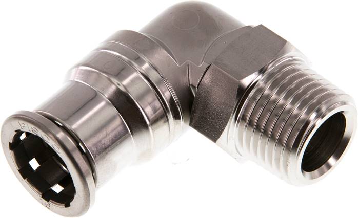 Raccord enfichable coudé orientable R IQS inox — série IQSL