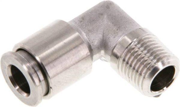Raccord enfichable coudé, fixe R 1/8 a 1/4"-6 mm, IQS inox