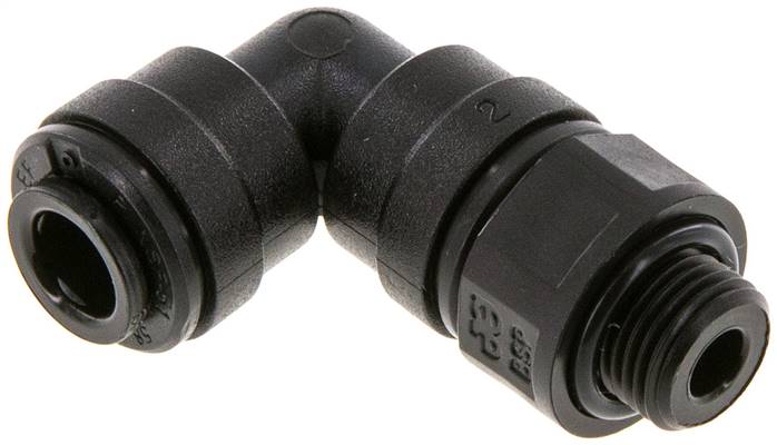 Raccord enfichable coudé T G 1/8 à 1/4"-6mm, IQS-FDA