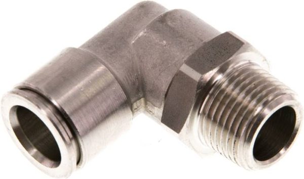 Raccord enfichable coudé, pos. R 3/8 a 1/2"-12 mm, IQS inox
