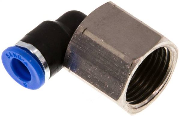 Raccord enfichable coudé, fil. femelle G 1/8 a 3/8"-6 mm, IQ