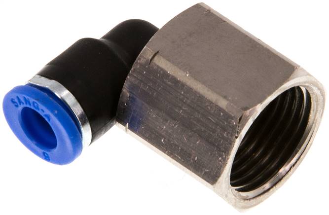 Raccord enfichable coudé, fil. femelle G 1/8 à 3/8"-6 mm, IQS standard