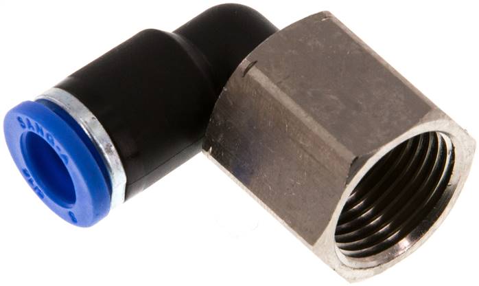 Raccord enfichable coudé, fil. femelle G 1/8 à 3/8"-8 mm, IQS standard