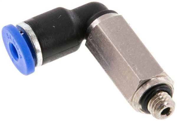 Raccord enfichable coudé, M 3 a 5-3 mm de long, IQS standard