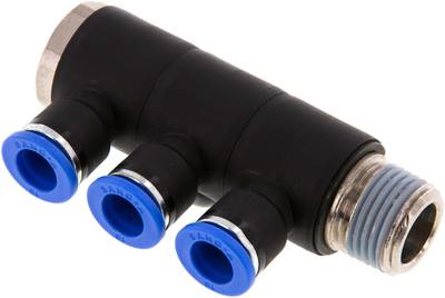 Distributeur multiple enfichable triple fileté R — série IQSLV3