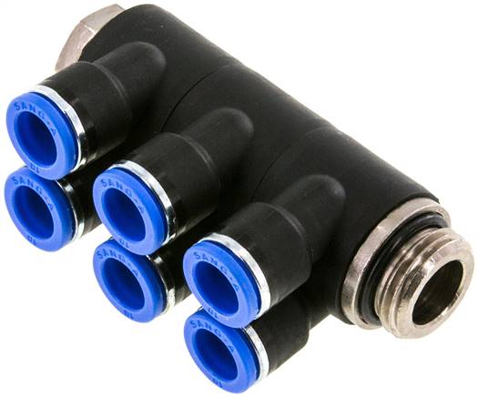 Distributeur multiple enfichable à six voies fileté G — série IQSLV6