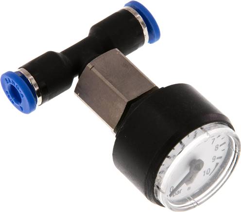 manomètre 0 à 10 bar, tuyau flexible 4 mm, IQS standard