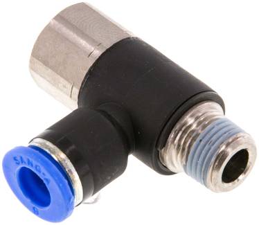 Raccord enfichable coudé, femelle/mâle R 1/8 a 1/4"-6 mm, IQ