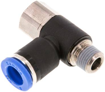 Raccord enfichable coudé, femelle/mâle R 1/8 a 1/4"-8 mm, IQ