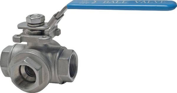 Vanne 3 voies à boisseau sphérique, en inox, Trou en T, G 1