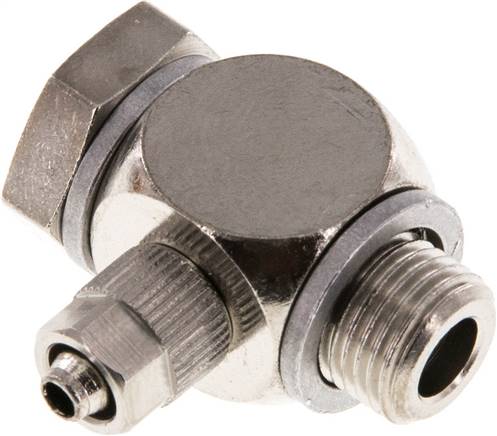 Raccord fileté coudé G 1/8"-4,3 a 5x3 mm, Laiton nickelé, à