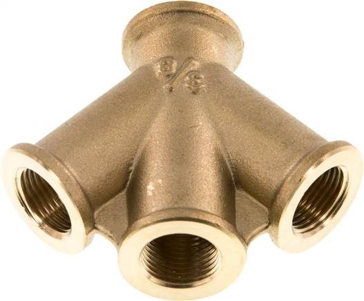 Raccord d'aiguillage d'air 3 voies G 3/8 a 1/2", laiton