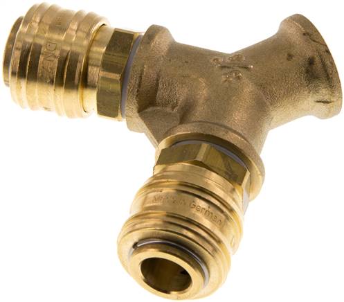 Double raccord d'aiguillage d'air avec coupleurs, G 3/8 a 1/