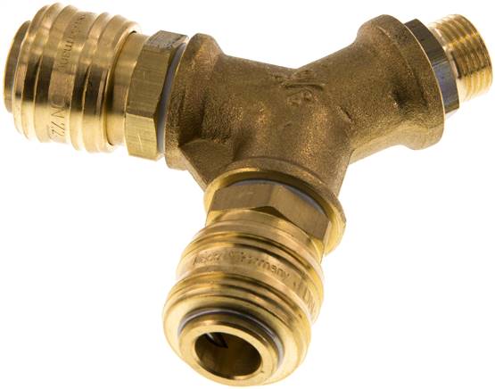 Double raccord d'aiguillage d'air avec coupleurs, G 3/8 a 1/