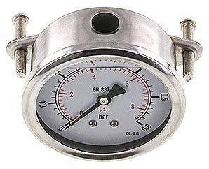 manomètre monté à bain de glycérine, bague frontale triangulaire, 63 mm, 0 à 0,6 bar