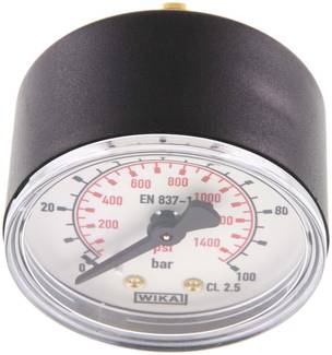 manomètre horizontal (KU/Ms),1 mm, 0 à 100 bar, G 1/4"