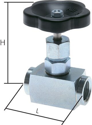 Vanne d'arrêt à aiguille, Acier galvanisé, G 1-1/2 a 2", 0 à