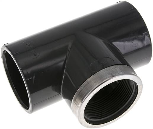 Pièces en T filetée à coller, PVC-U, 32 a 63 a 63 mmxRp 1 a