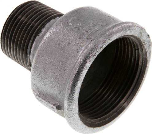 embout de réduction R 1"(fil. mâle)-Rp 1-1/2"(fil. femelle), Fonte malléable galvanisée