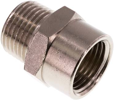 embout de réduction R 1/2"(fil. mâle)-Rp 1/2"(fil. femelle), Laiton nickelé