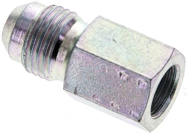 Embout de réduction UNF 1/2"-20(JIC-fil. mâle)-G 1/8 à 1/4"(fil. femelle), Acier galvanisé