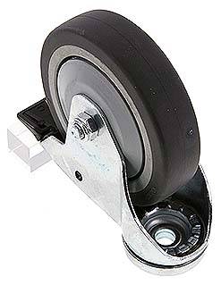 Roulette d'appareil, trou à l'arrière 10,2mm, Roulette pivotante avec blocage total, 100mm