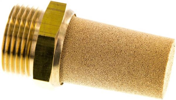 Silencieux en bronze fritté, filetage laiton