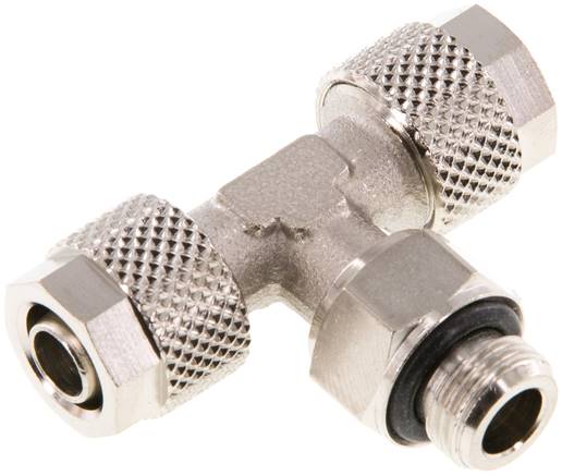 Raccord tournant en T G 1/8 a 1/4"-8x6 mm, Laiton nickelé